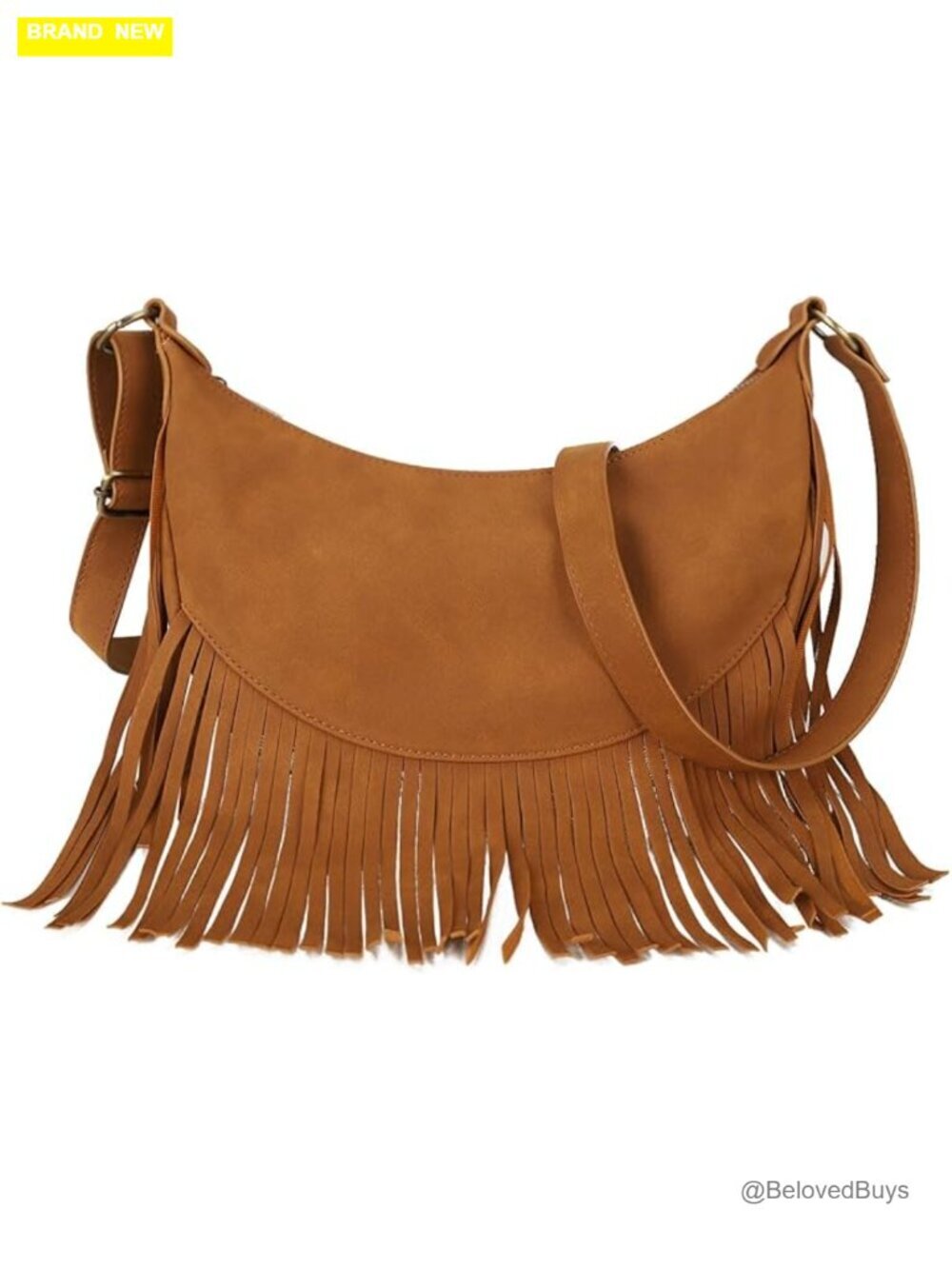 Boho Fringe Crossbody Bag Vegan Suede Purse Western Hobo Lightweight Tassel
